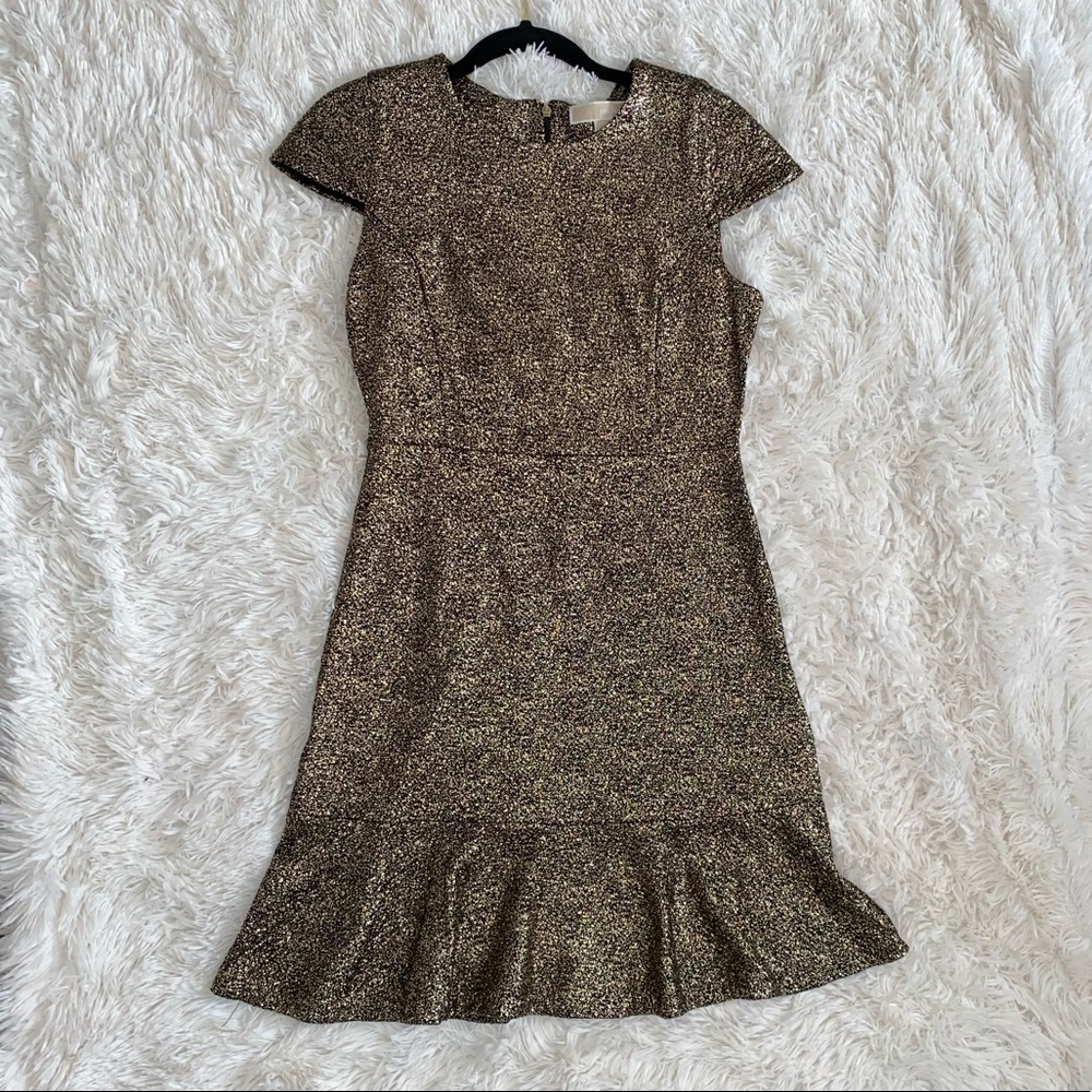 Michael Kors black and gold metallic dress